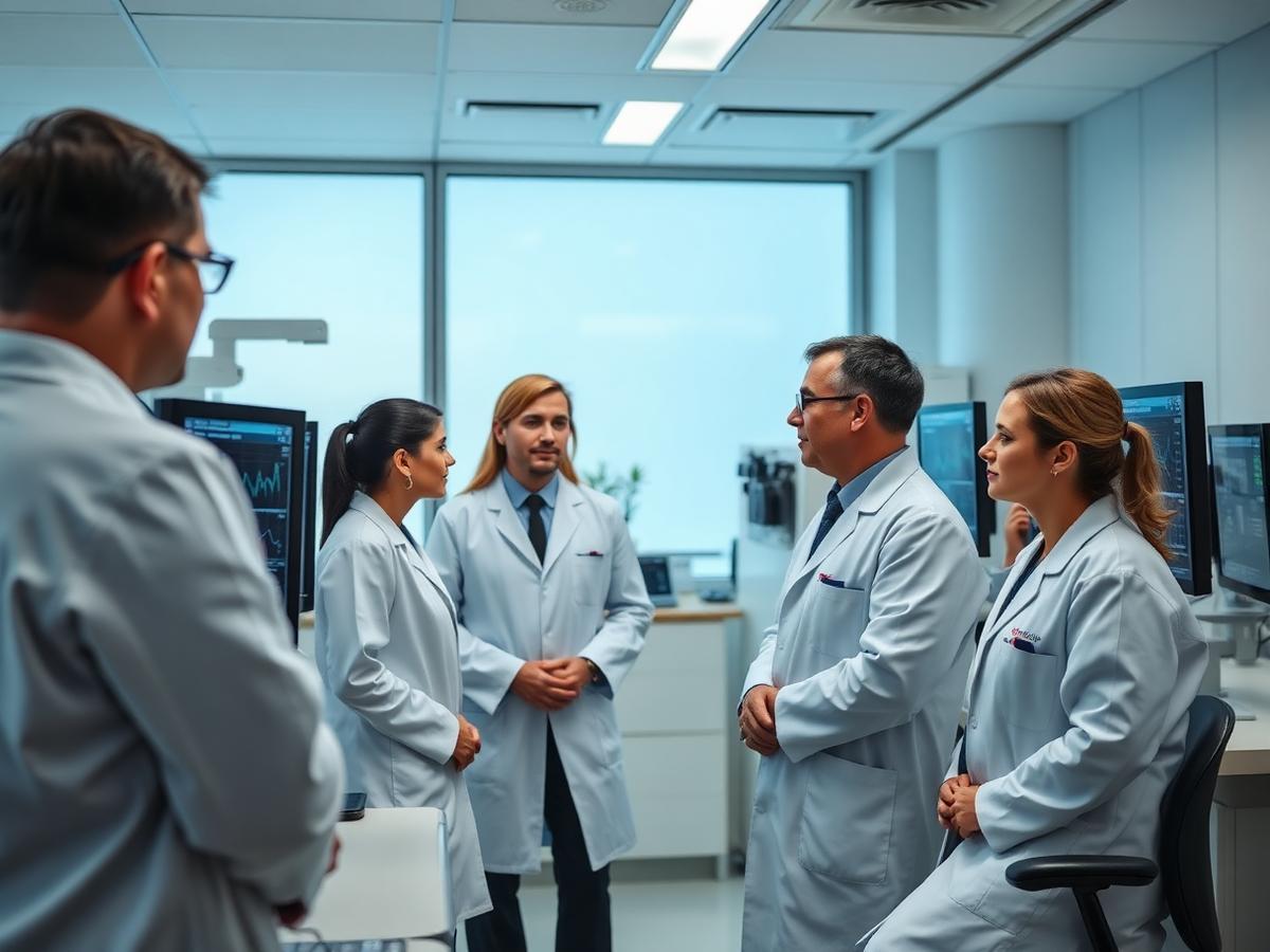 Clinicians in a research laboratory